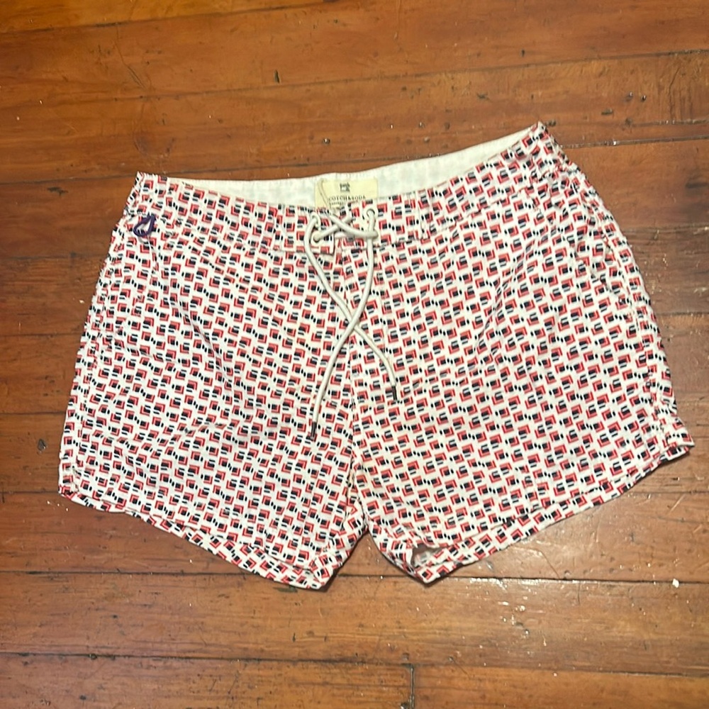 Scotch & Soda Red and Blue Patterned Swim Trunks